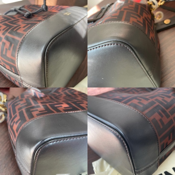 AUTHENTIC FENDI MON TRESOR BROWN BUCKET BAG IN ZUCCA MESH RETAIL 2,490$ - Picture 11 of 17